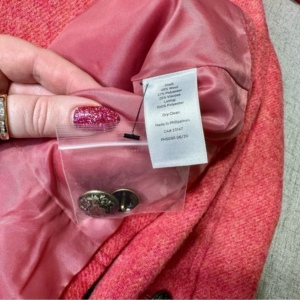 Talbots Classic Shetland Blazer Jacket Twill Pink Coral Herringbone 12 NWT - Picture 12 of 12